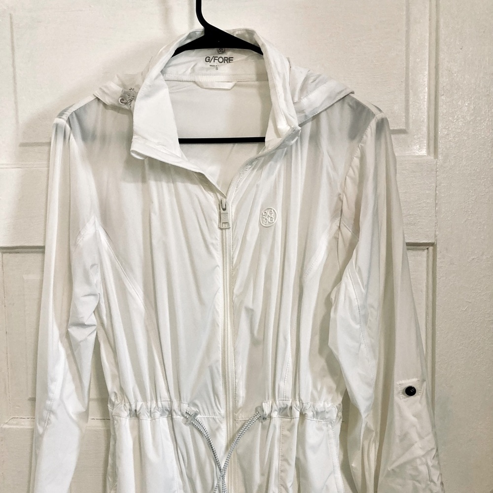 G/Fore White Size Small Cinched Waist Windbreaker Jacket